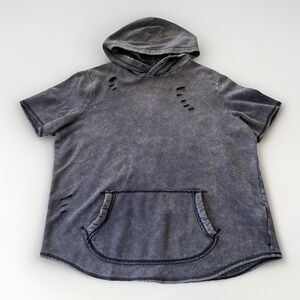 3/$25 Sale! Hollister Men's Short Sleeve Hooded Sweatshirt XL Blue Distressed